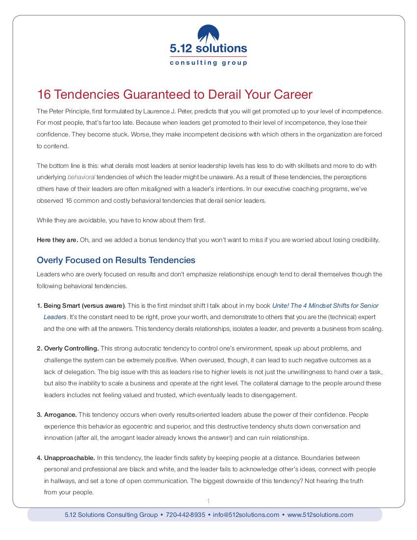 16 Tendencies Guaranteed to Derail Your Career
